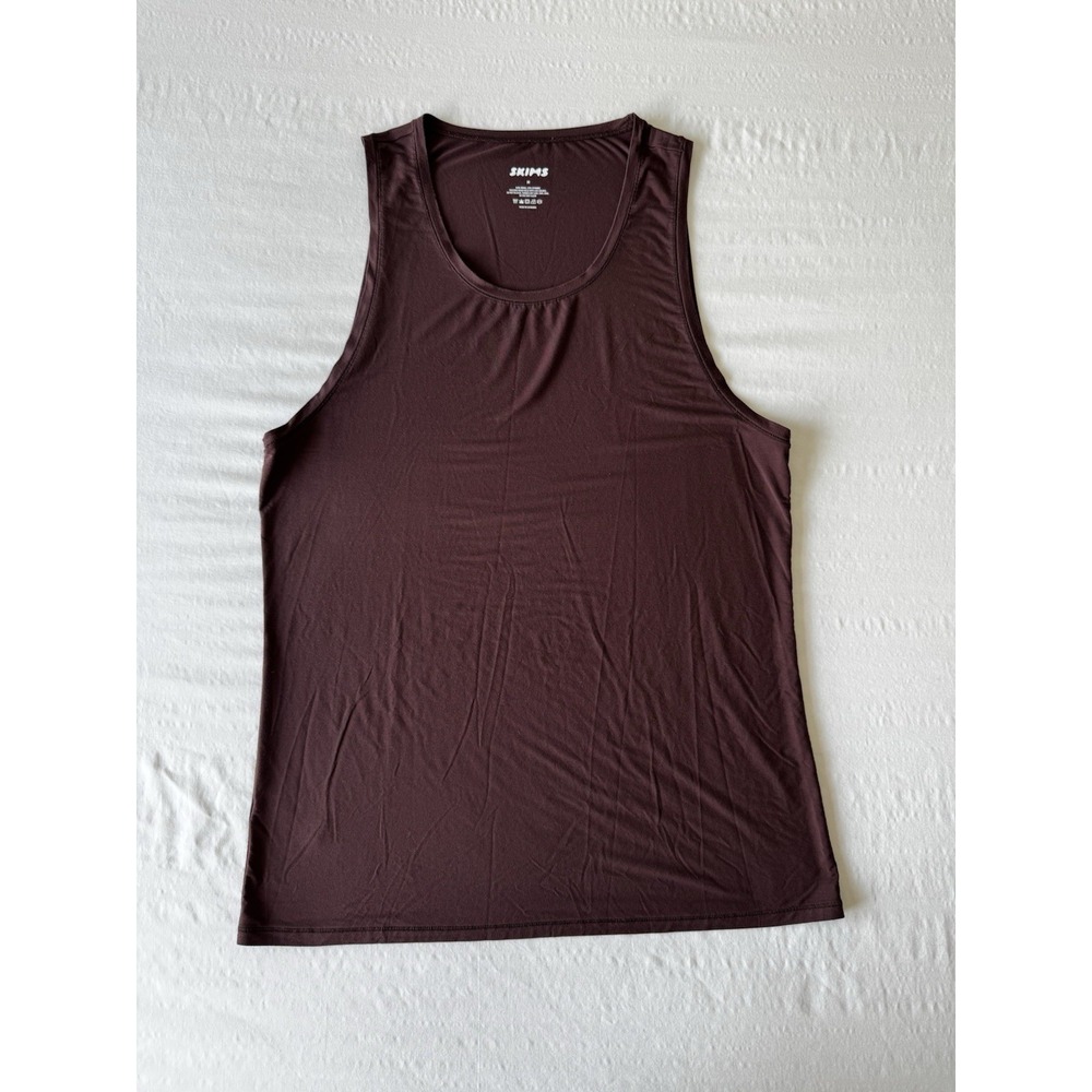 Skims Boyfriend Tank Top Size Medium Brown Modal Spandex Sleeveless Scoop Neck